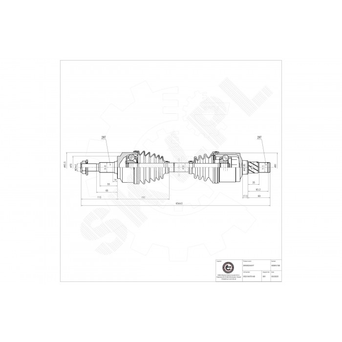 Cardan Arbre de Transmission Avant Gauche Pour Jeep Commander 52104701AA
