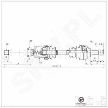 Cardan Arbre de Transmission Avant Droit Pour Peugeot 407 Citroën C5 C6