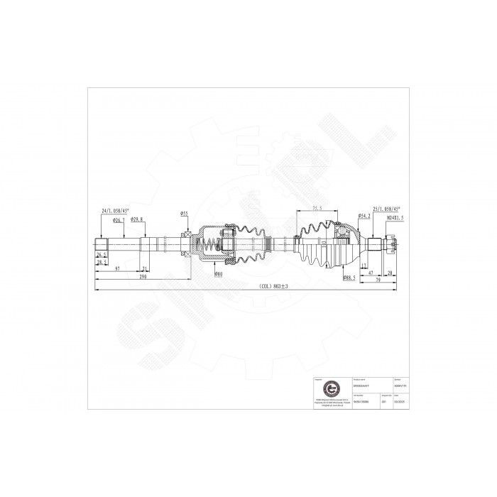 Cardan Arbre de Transmission Avant Droit Pour Peugeot Citroën DS 3273KR 3273KS