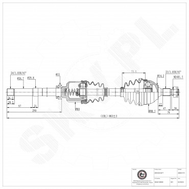 Cardan Arbre de Transmission Avant Droit Pour Peugeot Citroën DS 3273KR 3273KS