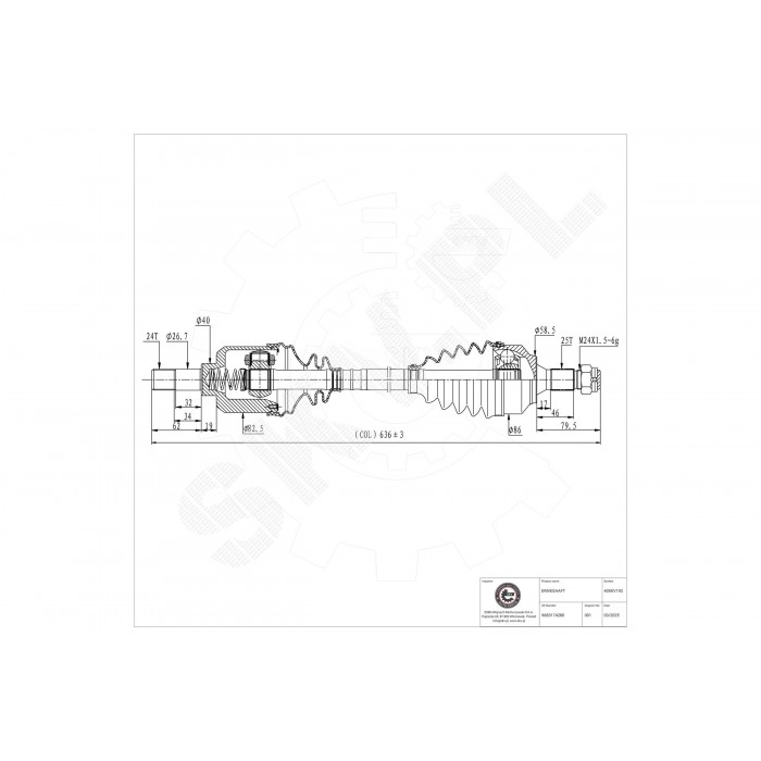 Cardan Arbre de Transmission Avant Gauche Pour Peugeot Citroën DS 3272LG 3272ZK
