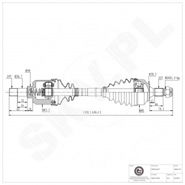 Cardan Arbre de Transmission Avant Gauche Pour Peugeot Citroën DS 3272LG 3272ZK