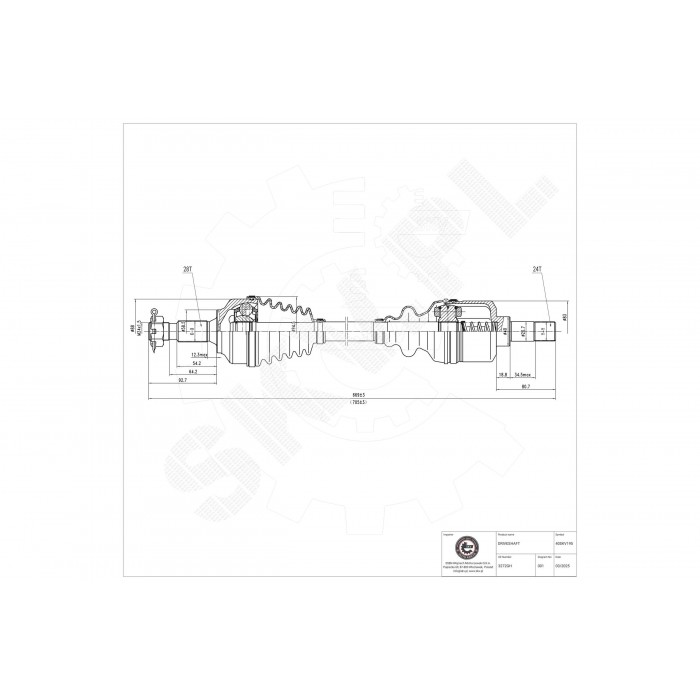 Cardan Arbre de Transmission Avant Gauche Pour Peugeot 407 Citroën C5 3272GG
