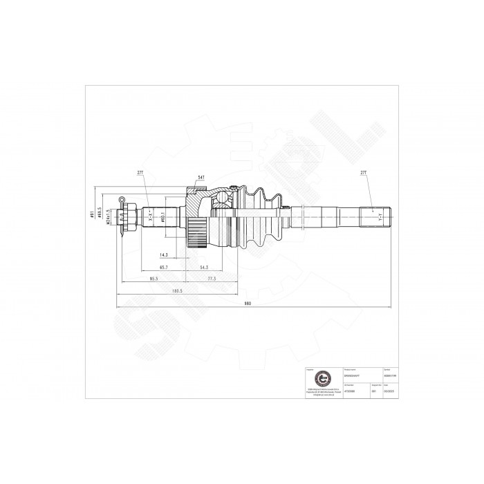 Cardan Arbre de Transmission Avant Droit Pour Jeep Cherokee Grand I 4720380