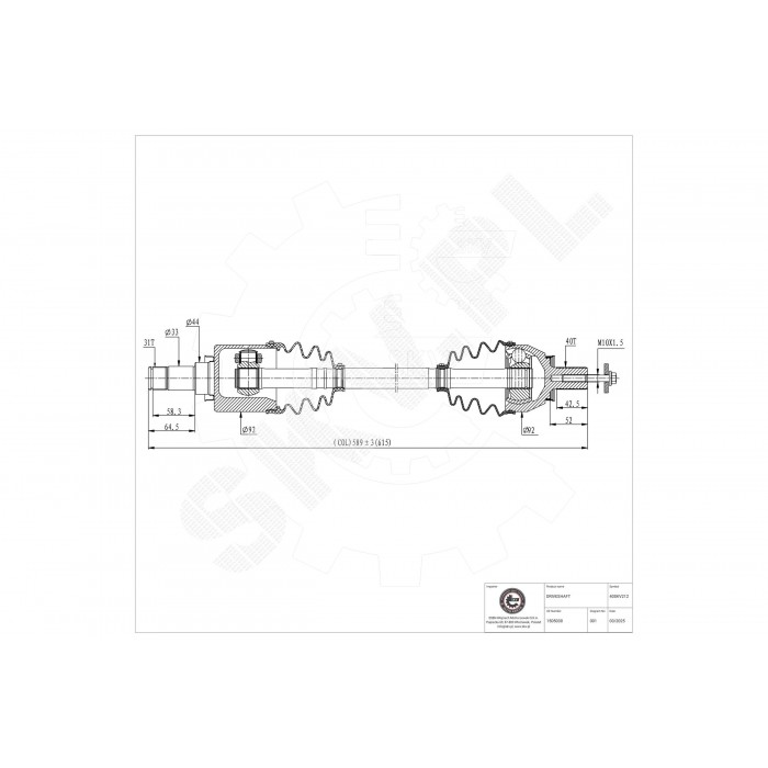 Cardan Arbre de Transmission Avant Gauche Pour Ford Galaxy Mondeo IV 1641301