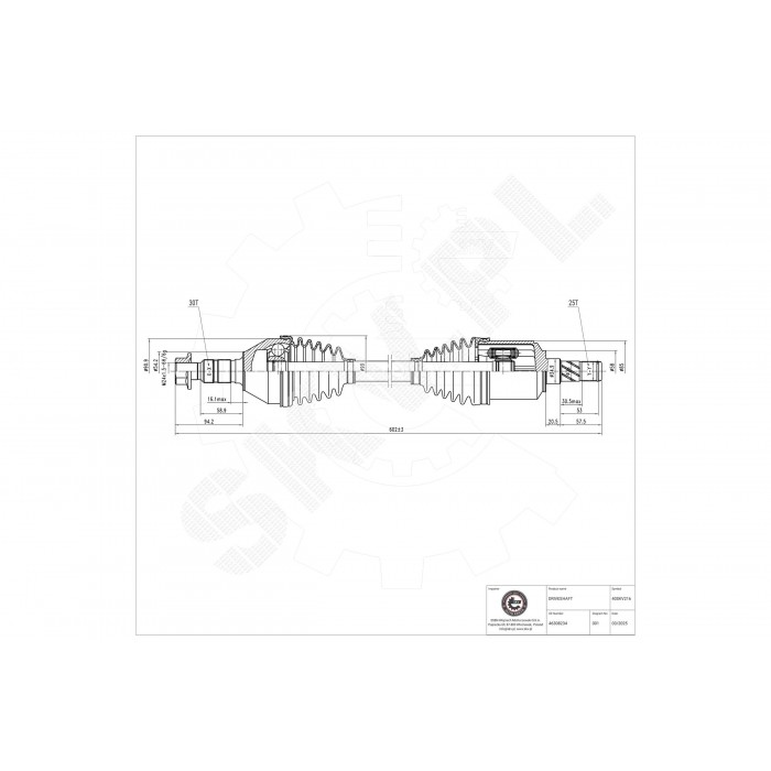 Cardan Arbre de Transmission Avant Droit Pour Fiat Croma 46308234 51739262