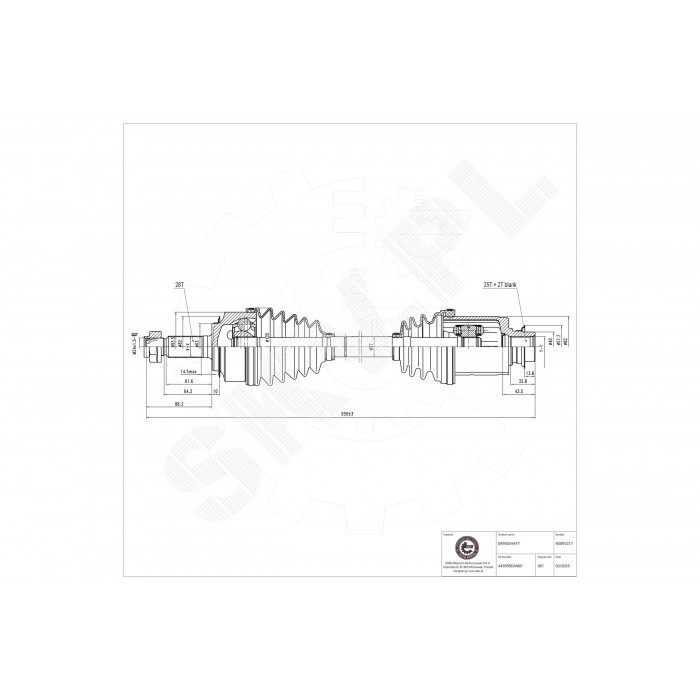 Cardan Arbre de Transmission Avant Droit Pour Honda Accord VII 44305SEAN00