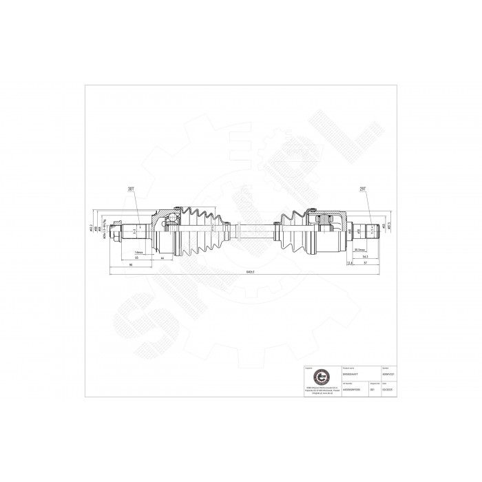 Cardan Arbre de Transmission Avant Gauche Pour Honda CR-V III 44306SWY020