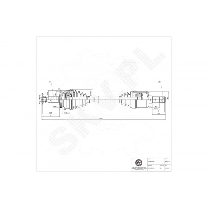 Cardan Arbre de Transmission Avant Gauche Pour Hyundai Santa Fé II 495002B260