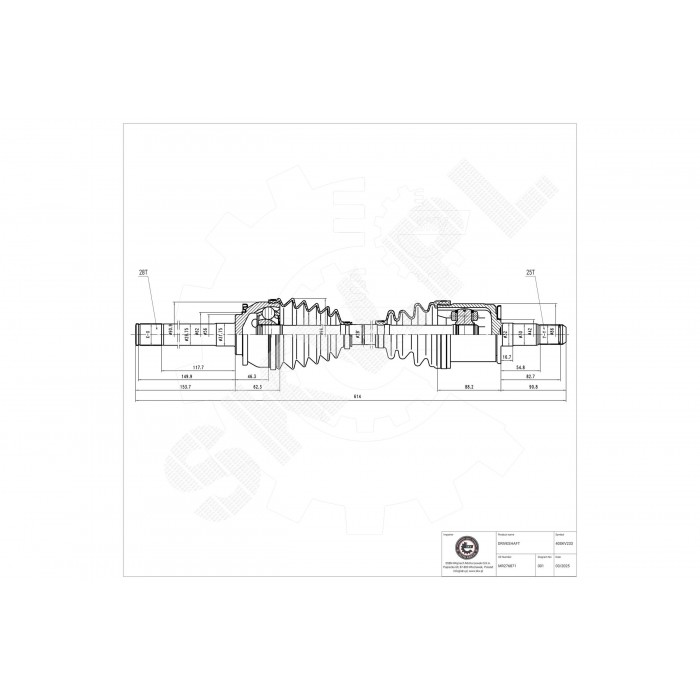 Cardan Arbre de Transmission Avant Gauche Pour Mitsubishi Canvas Top MB886761