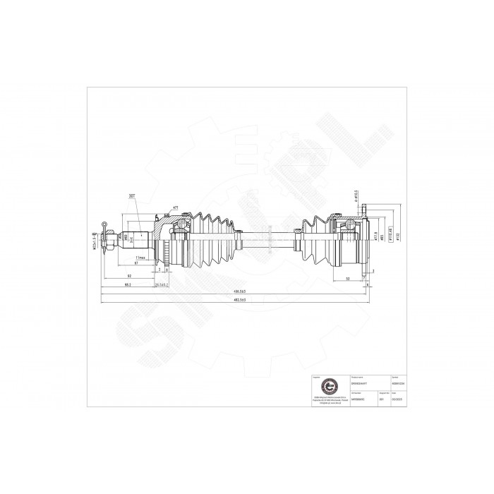 Cardan Arbre de Transmission Avant Droit Pour Fiat Fullback Pick-up Mitsubishi