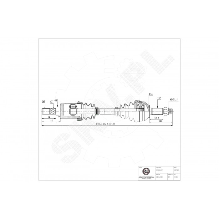 Cardan Arbre de Transmission Avant Gauche Pour Nissan Qashqai C9B11JD02B