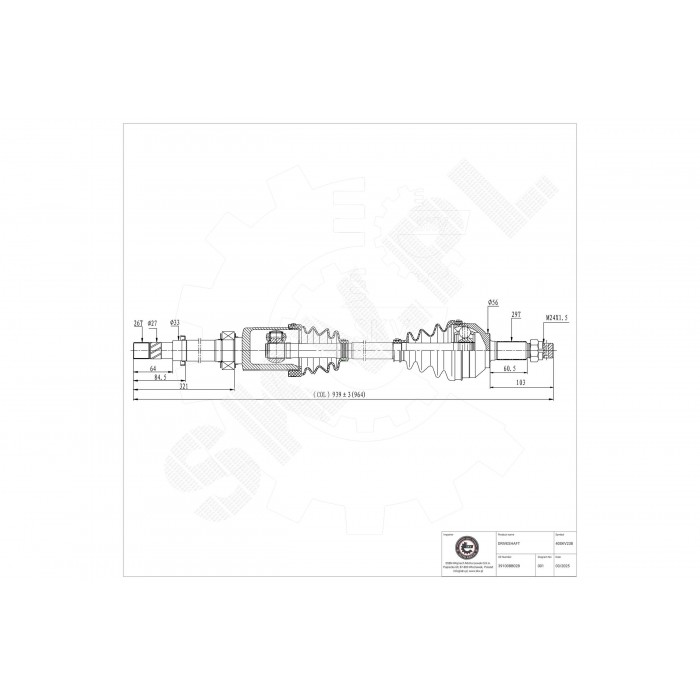 Cardan Arbre de Transmission Avant Droit Pour Nissan Qashqai 39100BB 39100BB02B