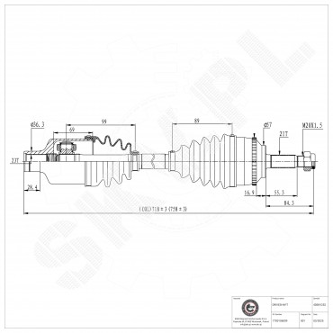 Cardan Arbre de Transmission Avant Droit Pour Renault Clio II Kangoo 7701056623