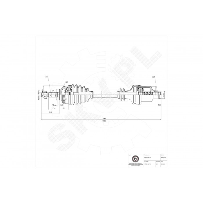 Cardan Arbre de Transmission Avant Droit Pour Renault Clio II Kangoo 7700106018