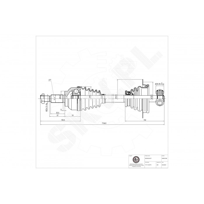 Cardan Arbre de Transmission Avant Gauche Pour Renault Laguna II 7711134779
