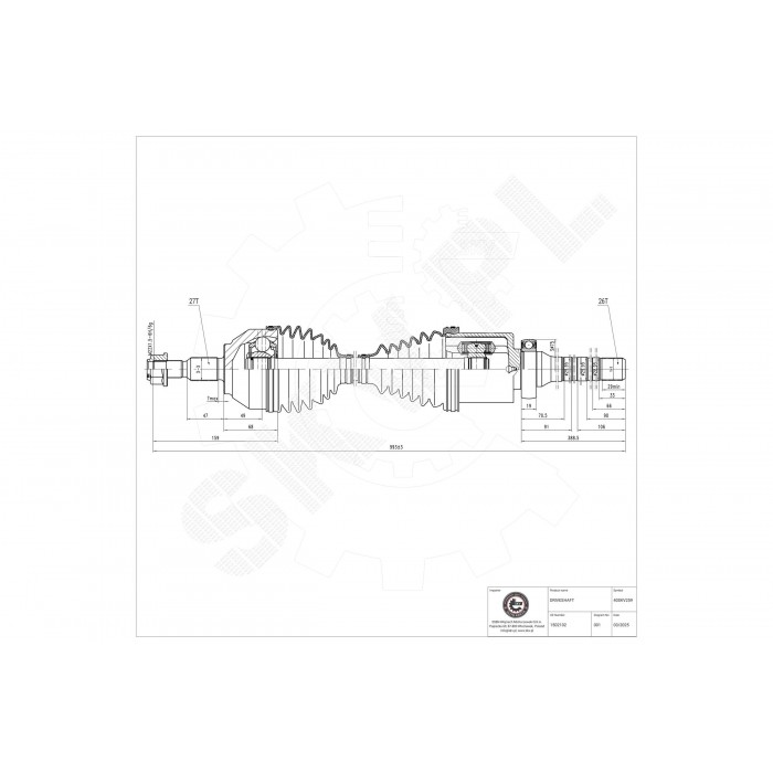 Cardan Arbre de Transmission Avant Droit Pour Ford Kuga I 1803629 8V413B436AB