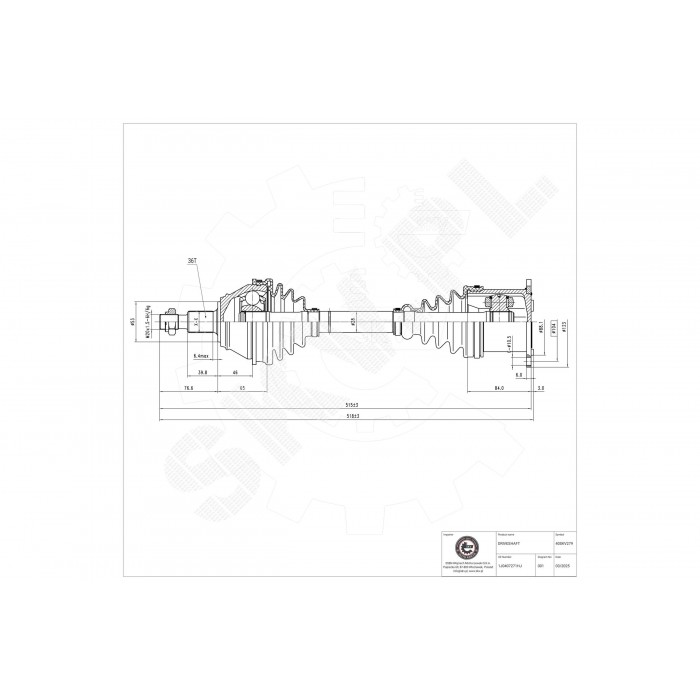Cardan Arbre de Transmission Avant Gauche Pour VW Audi A3 Seat Skoda 1J0407453GX