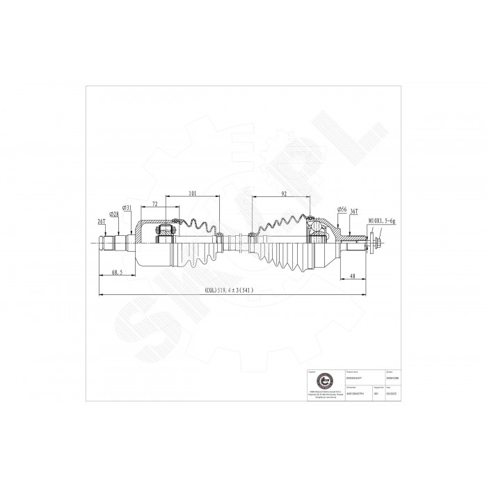 Cardan Arbre de Transmission Avant Gauche Pour Volvo C30 C70 II S40 V50 36000441