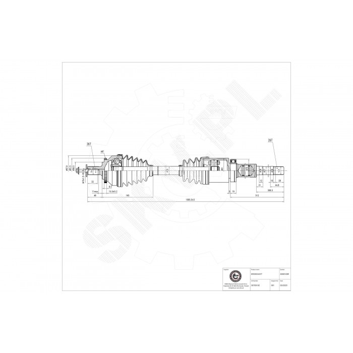Cardan Arbre de Transmission Avant Droit Pour Volvo XC70 30783102 36000536