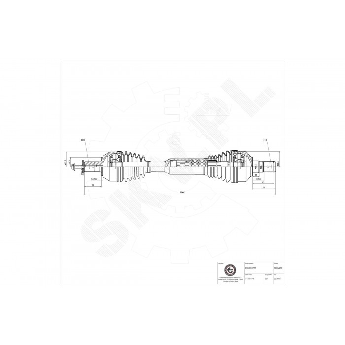 Cardan Arbre de Transmission Avant Gauche Pour Volvo XC60 30783068 31325573