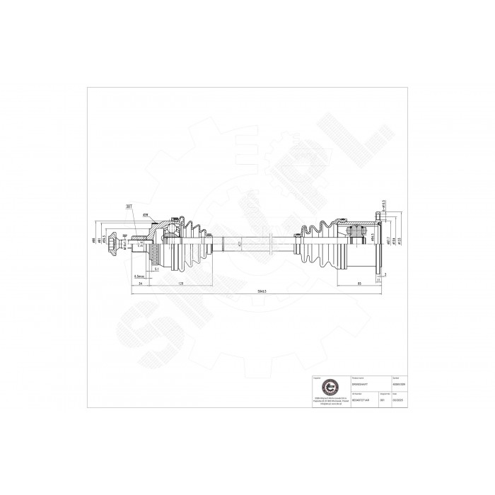 Cardan Arbre de Transmission Avant Gauche Pour Audi A4 8E0407271AR 8E0407451QX