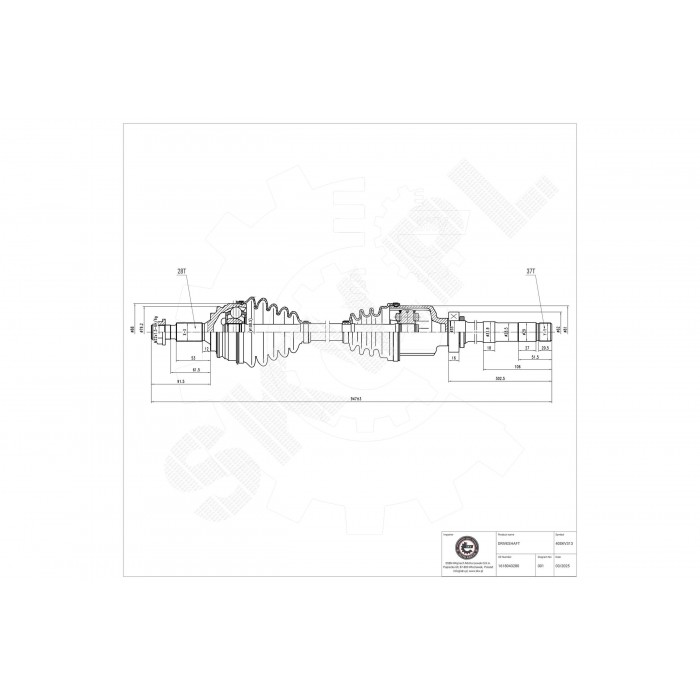Cardan Arbre de Transmission Avant Droit Pour Peugeot Opel Citroën Vauxhall