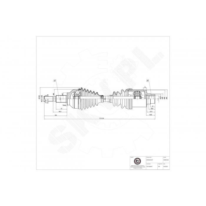 Cardan Arbre de Transmission Avant Droit Pour Fiat Chrysler Dodge K05273546AD