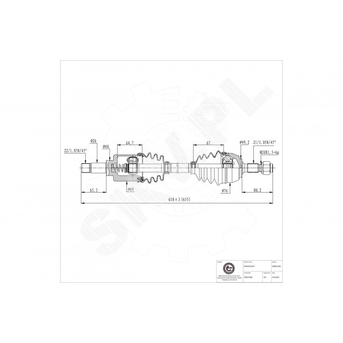 Cardan Arbre de Transmission Avant Gauche Pour Peugeot 106 Citroën AX Saxo