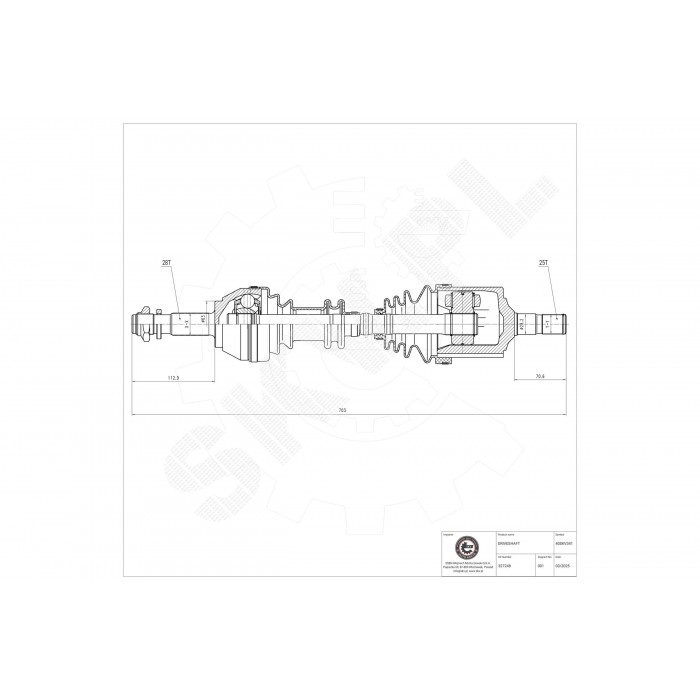 Cardan Arbre de Transmission Avant Gauche Pour Peugeot Fiat Citroën 327285