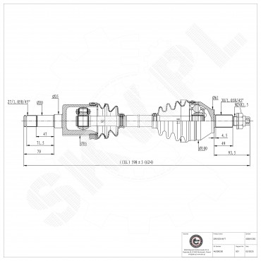 Cardan Arbre de Transmission Avant Gauche Pour Alfa Romeo 159 Brera 50500529
