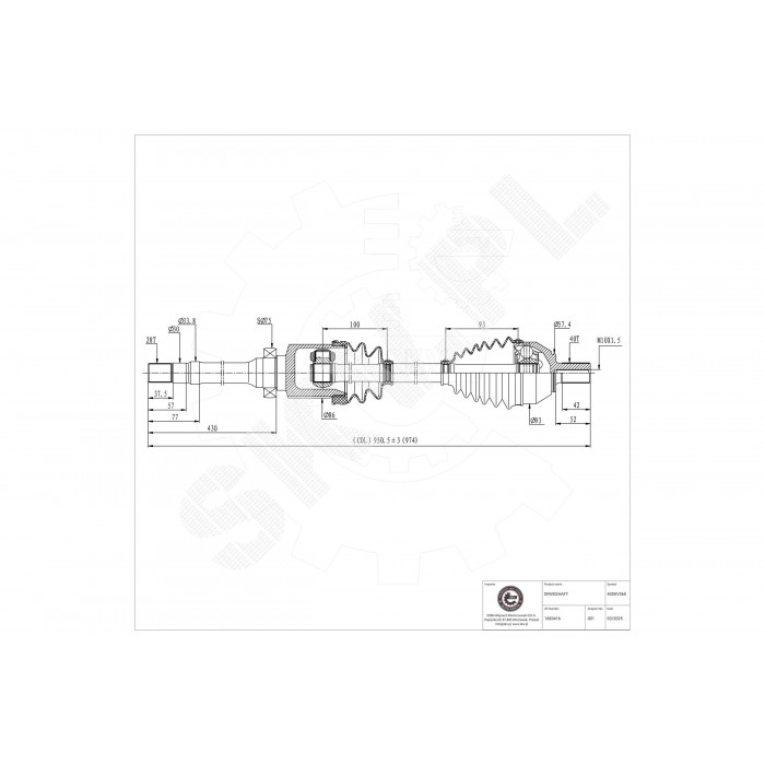 Cardan Arbre de Transmission Avant Droit Pour Ford Galaxy Mondeo IV 1727251