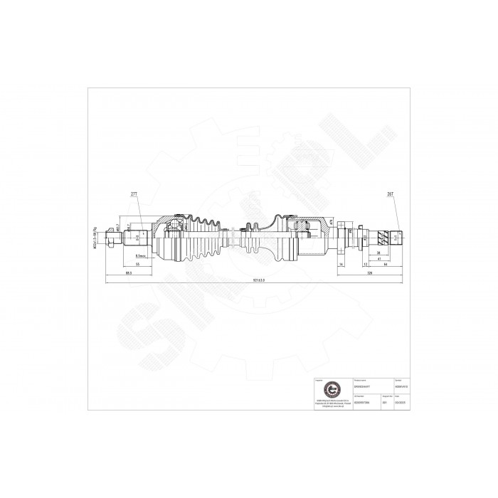 Cardan Arbre de Transmission Avant Droit Pour Renault Kangoo 8201235851