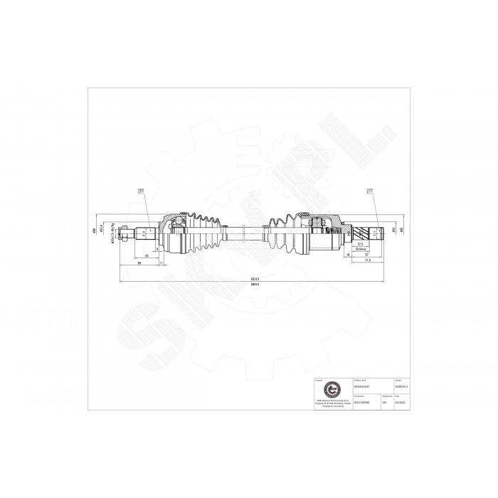 Cardan Arbre de Transmission Avant Gauche Pour Renault Duster Kaptur Dacia
