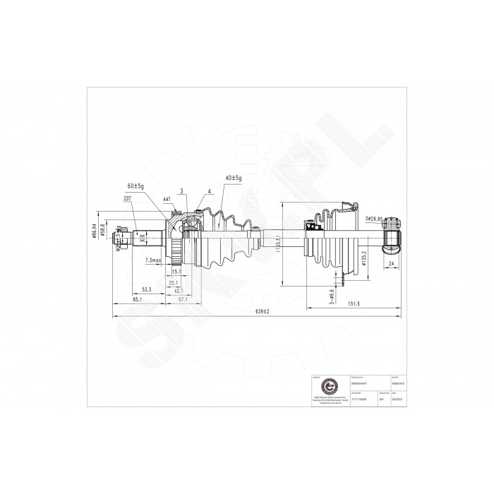 Cardan Arbre de Transmission Avant Gauche Pour Renault Kangoo 8200144781