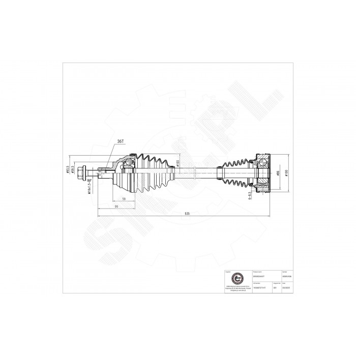 Cardan Arbre de Transmission Avant Gauche Pour VW Audi Seat Skoda 1K0407761DX