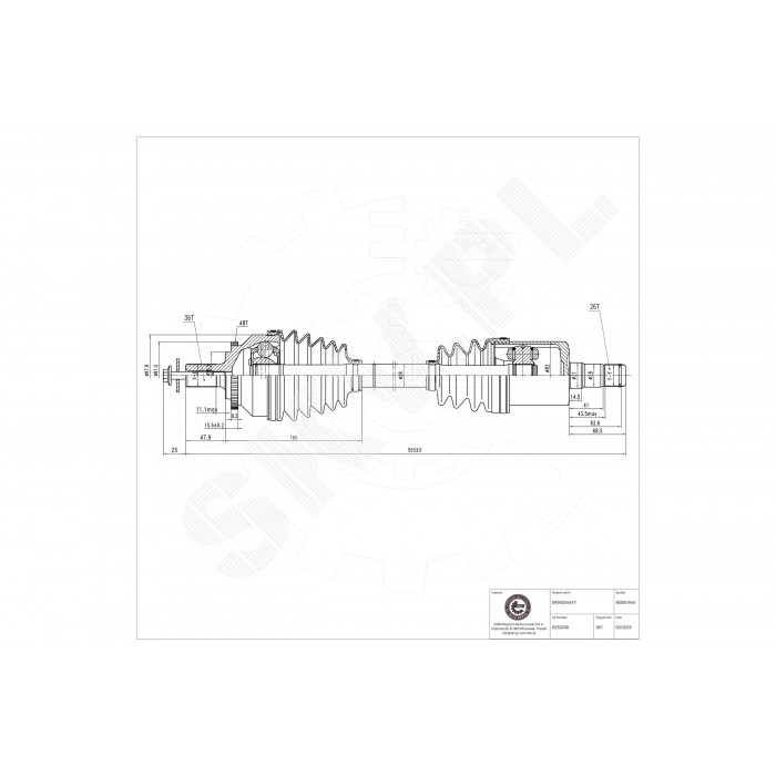 Cardan Arbre de Transmission Avant Gauche Pour Volvo XC70 8601963 8602583
