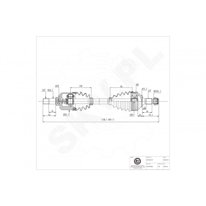 Cardan Arbre de Transmission Avant Gauche Pour Peugeot Partner Citroën Berlingo