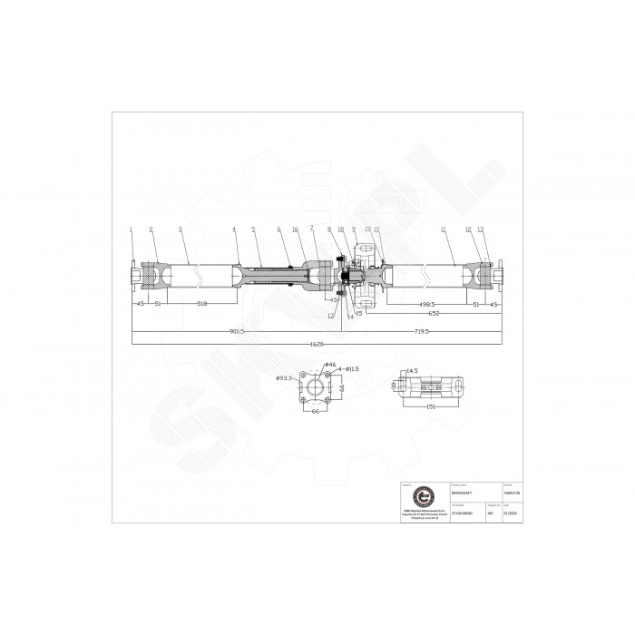 Cardan Arbre de Transmission Arrière Pour Toyota Hilux VII 37100-0K030