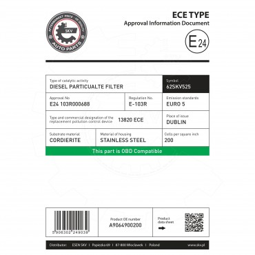 FAP Filtre à Particules Pour Mercedes-Benz Sprinter A906.490.02.00