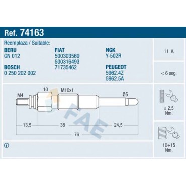 Bougie de Préchauffage Pour Peugeot Renault Fiat Citroën 5962.4Z 71735462