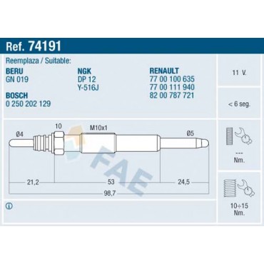 Bougie de Préchauffage Pour Renault Clio II Kangoo Megane I Scenic Dacia