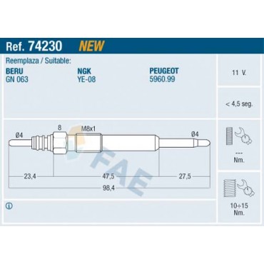 Bougie de Préchauffage Pour Peugeot 407 607 Citroën C5 C6