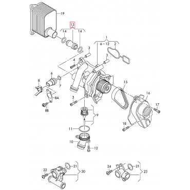 Connecteur Pipe Pompe à Eau - Pour Audi A3 A4 A5 A6 A8 Q3 Q5 Tt 06H121131B