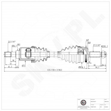 Arbre de transmission Cardan Pour Kia Cee'D 3/5 Portes SW Pro 495001H010