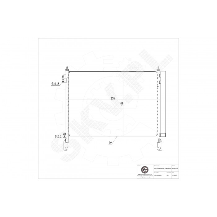 Condenseur de Climatisation Pour Renault Koleos 921005115R 92100JY00A