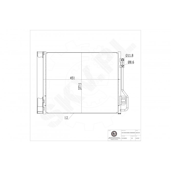 Condenseur de Climatisation Pour Smart Fortwo 4515000054 4515000154 A4515000054