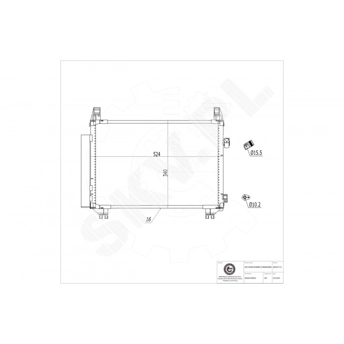 Condenseur de Climatisation Pour Toyota Yaris 884600D060 884600D210
