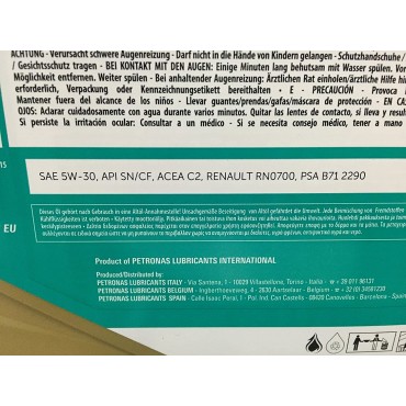 Bidon d'huile moteur Petronas 5L 5W30 ACEA C3 Synthétique