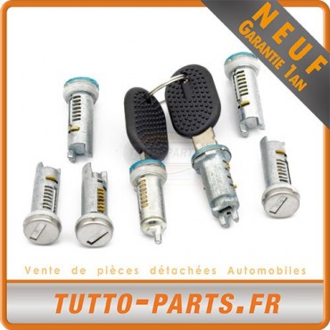 7 Barillets Serrure de porte + 2 clés pour FIAT Ducato - 1994 à 2002